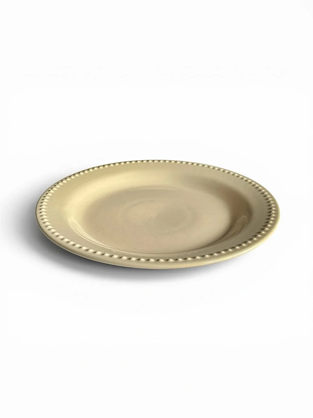 Pottery Barn Emma Beaded Yellow Dinner Plate Portugal Stoneware 11.25”